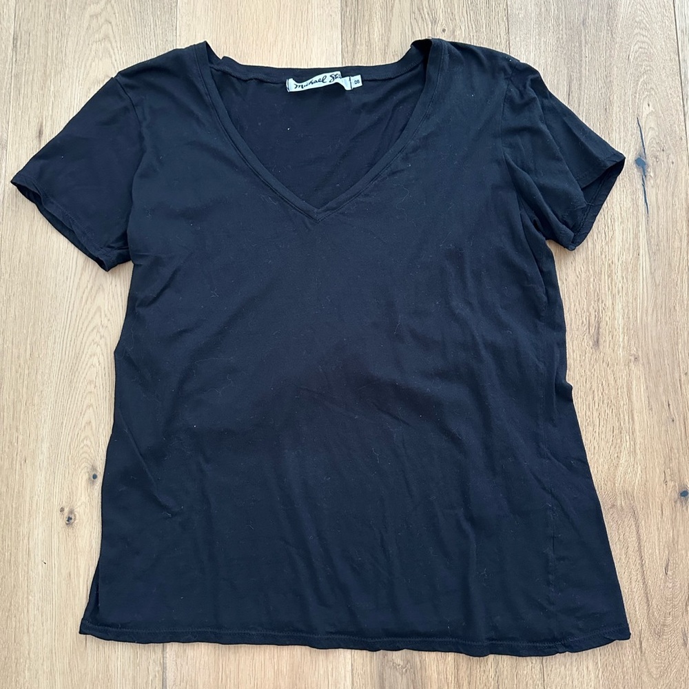 Michael Stars Black Short Sleeve V-Neck Tee